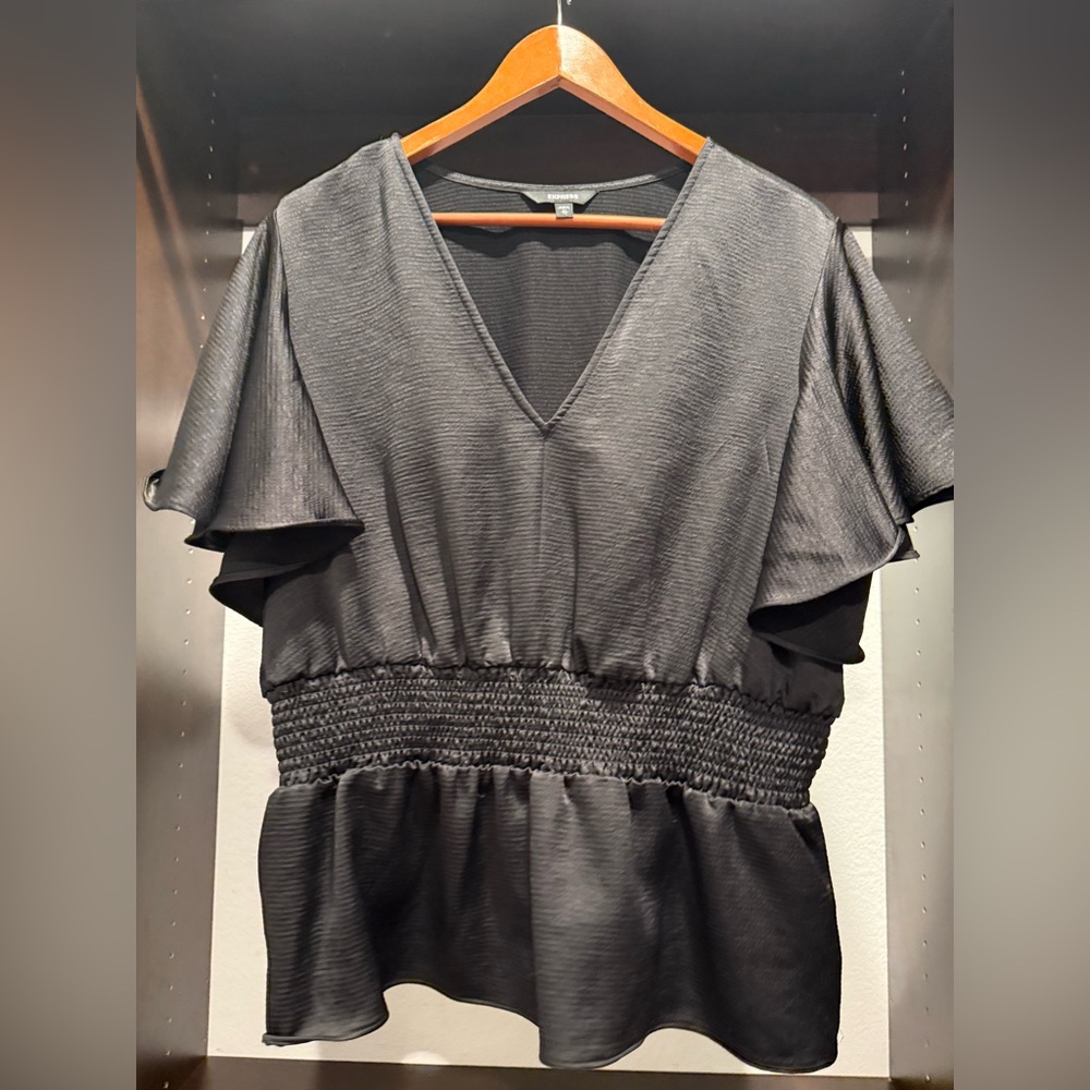 Express Blouse Black V-Neck Women's Top
